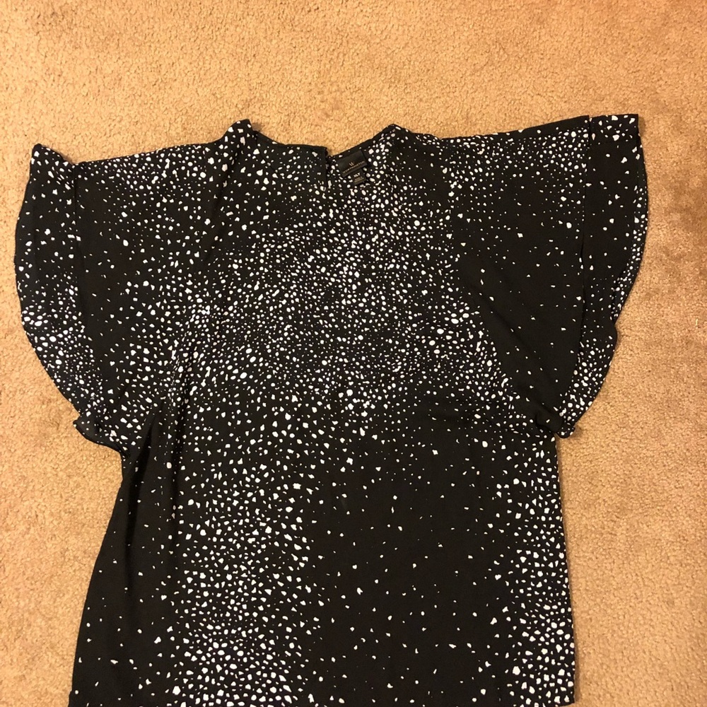 TALL Black & White Top Blouse Shirt in XL Tall EUC